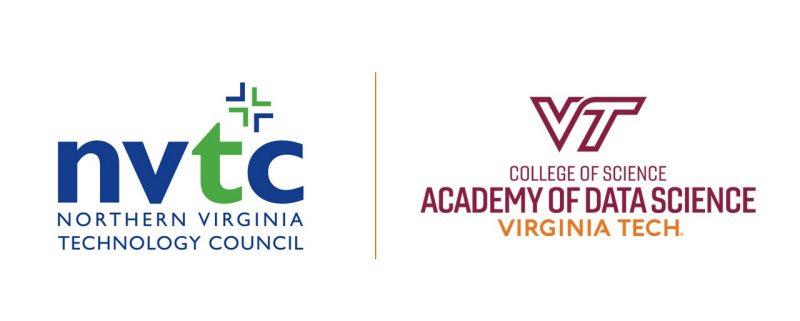 Logos for Northern Virginia Technology Council and the Virginia Tech Academy of Data Science sit side-by-side on a white background.